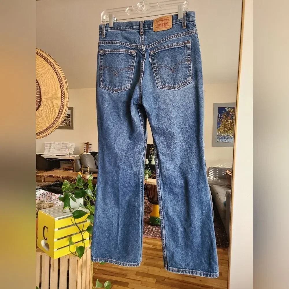 Vintage 90s Bootcut White Tab Levi Strauss Denim Jeans Size 31 - Picture 2 of 11